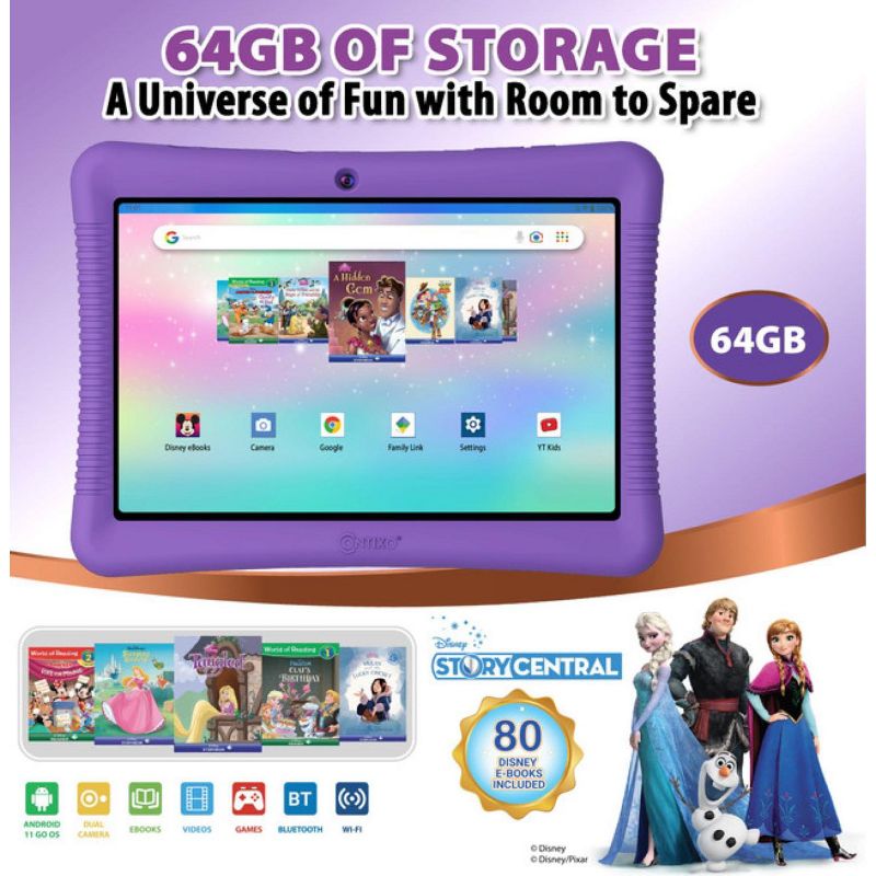 Contixo 10" Android Kids 64 GB Tablet (2023 Model), Includes 80+ Disney Storybooks & Stickers, Kid-Proof Case with Kickstand & Stylus, 3 of 15