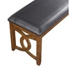 Furniture Gia 46" Solid Wood and Faux Leather Bench in Brown - 3 of 4