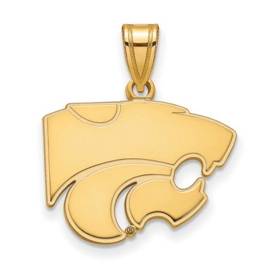 Black Bow Jewelry 14k Yellow Gold Kansas State Wildcats NCAA Medium Pendant