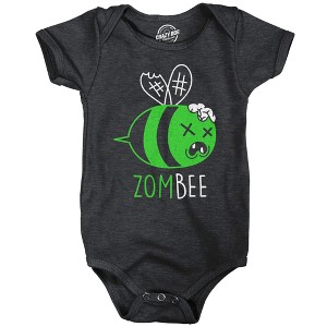 Zombee Baby Bodysuit Funny Sarcastic Zombie Graphic Novelty Halloween Jumper For Infants - Crazy Dog Baby Bodysuit For Halloween Season - 1 of 4
