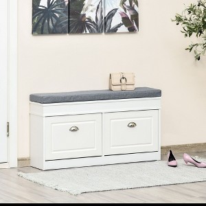 NicBex Storage Bench Shoe Rack Storage Organizer with Cushion 2 Drawers Adjustable Shelf for Bedroom, Entryway - 1 of 4