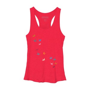 Women's Design By Humans Flying Paper Cranes Birds By Magnussons Racerback Tank Top - 1 of 3