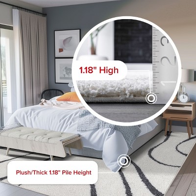 Reversible Beige Shag Rectangular Area Rug with Easy Care