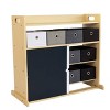 Humble Crew Kids' Organizer with Fabric Bins and Doodle Doors Natural Wood: MDF Frame, 1 Shelf, Ages 2+, 34" W x 32" H - 2 of 4