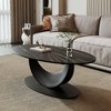 40" Modern Oval Rock board Coffee Table With Midsize Sphere Crescent-Shaped Base - 3 of 4