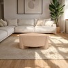 Royal Hampton 35 Inch Round Drum Coffee Table with 3-Leg Base, Sandblasted Mango Wood - 2 of 4