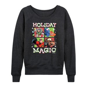 Women's - Disney - Holiday Magic Lightweight French Terry Wide Neck Long Sleeve Shirt - 1 of 4