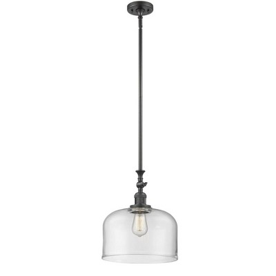 Bell - 1 Light Stem Hung Mini Pendant In Industrial Style-15 Inches Tall and 12 Inches Wide