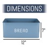 Nat & Jules Matte Blue 12 x 7 Metal Enamel Rubber Wood Lidded Bread Box - 2 of 4