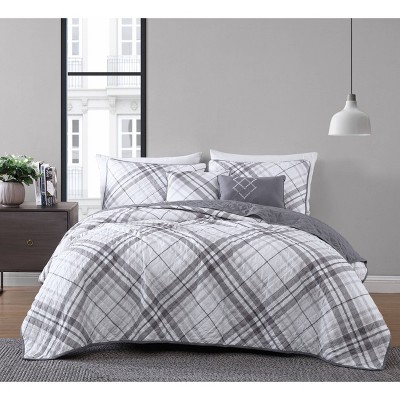 Khalvin Plaid 5pc Quilt - Geneva Home Fashion