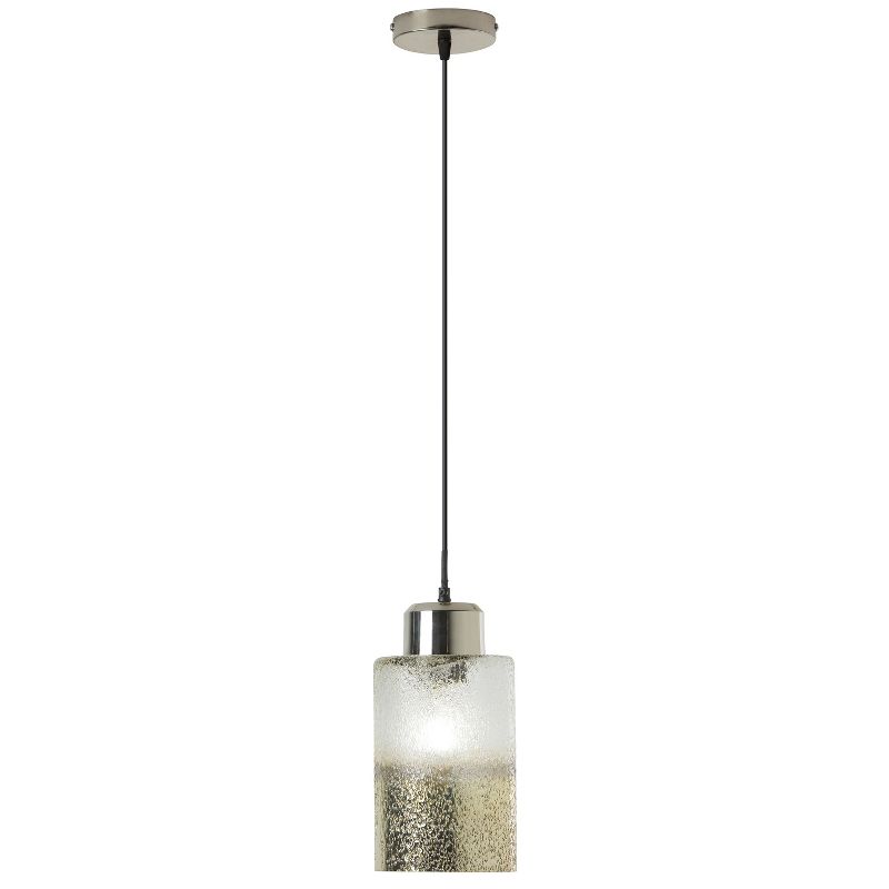 River of Goods 6&#34; Aimee Textured Metallic Gold and Clear Ombre Glass Cylinder Shaped Pendant Lamp Silver, 1 of 10