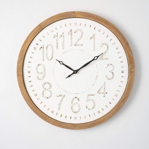 24.5"H Sullivans Creamy Metal Wood-Frame Clock, Multicolored - 1 of 4