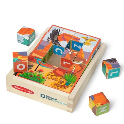 Melissa &#38; Doug National Parks Alphabet &#38; Animals 24pc Cube Puzzle (Everglades, Arches, Yellowstone)