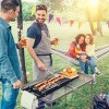 SEVOBAL Folding Camping Picnic Table Lightweight Grill Table with Adjustable Height Carry Handle Metal Folding Table Cook BBQ RV, Silver, 65"*8"*52" - 2 of 4