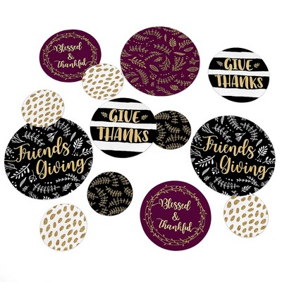 Big Dot of Happiness Elegant Thankful for Friends - Friendsgiving Thanksgiving Party Giant Circle Confetti - Party Décor - Large Confetti 27 Count