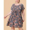 Agnes Orinda Women's Plus Size Floral Inverted Box Pleat Boho T-Shirt Dresses - 2 of 4