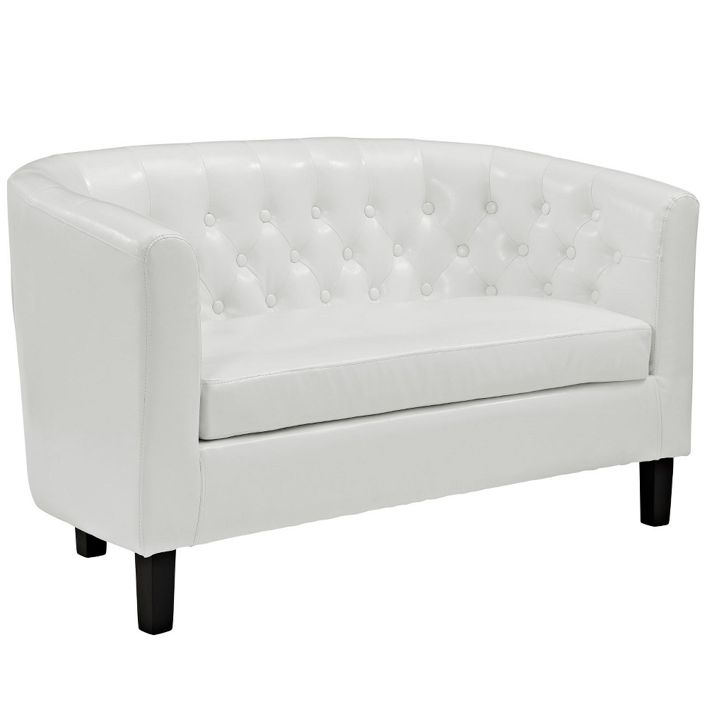 Photos - Sofa Modway Prospect Upholstered Vinyl Loveseat White  