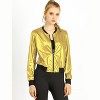 INSPIRE CHIC Women's Holographic Fashion Stand Collar Metallic Lightweight Zip Bomber Jacket - 2 of 4