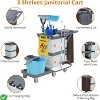 Commercial Cleaning Carts on Wheels - 3-Shelf Janitorial Cart with 2 Lockable Cabinets & Cover - 2 of 4