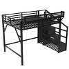 Bellemave Queen Loft Bed with Storage Stairs, Shelves and Built-in Wardrobe, Frame with USB Ports ,Noise-reduced Design, Black - 3 of 4