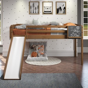 Home Imports Emporium Twin Size Loft Bed with Slide and Ladder, Kids Low Loft Bed - 1 of 4