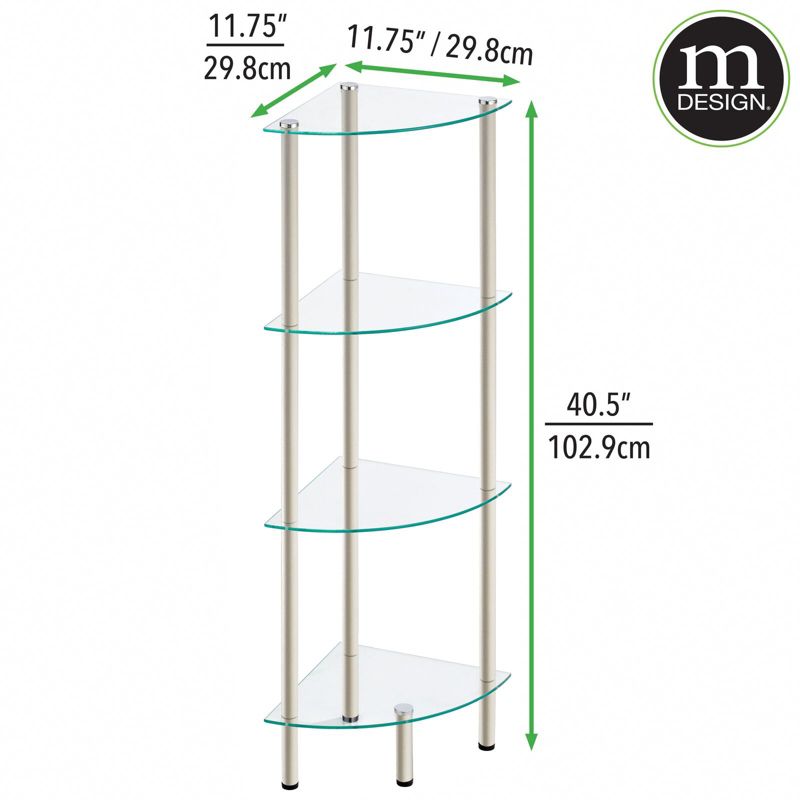 mDesign Glass Corner 4-Tier Storage Organizer Tower Cabinet, 4 of 8