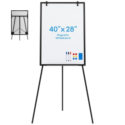 INFURNIC Whiteboard Easel Magnetic White Board Dry Erase Porbable Boards Height Adjustable with Stand for School Office Home, Black, 27.6"*1.57"*65.4"