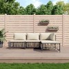 vidaXL 4-Piece Patio Lounge Set - Modular Sofas with Cushions, Weather-Resistant Poly Rattan Material, Sturdy Steel Frame - Anthracite & Beige - 2 of 4