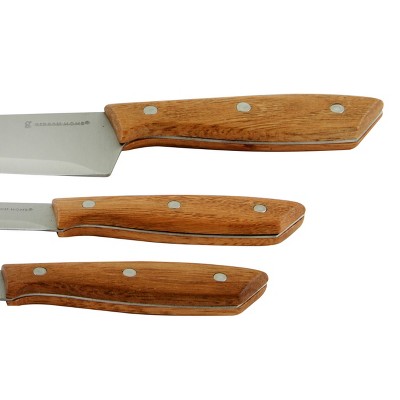 Seward 3-Piece Stainless Steel Knife Set with Wood Handles