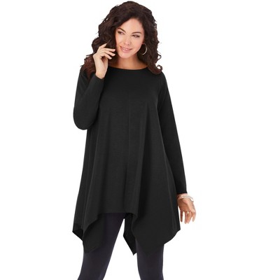 Roaman's Women's Plus Size Handkerchief Hem Ultimate Tunic - 4x, Black ...