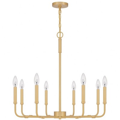 Aged Brass 8-Light Candle Chandelier with Steel Frame