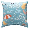 Manual Woodworks and Weavers Beach House Decor Pillow – Sandy Toes and Salty Kisses Quote in Coastal Blue - 3 of 3