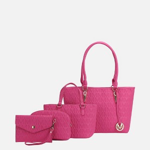 MKF Collection Edelyn Embossed M Signature Vegan Leather Women’s Tote Bag by Mia K – 4 Pcs set - 1 of 4