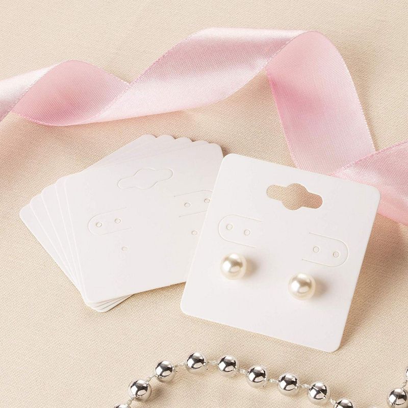 Earring Cards - 200-Pack Hanging Earring Card Holder, Paper Jewelry Display Cards for Earrings, Ear Studs, White, 2 x 2 Inches, 5 of 9