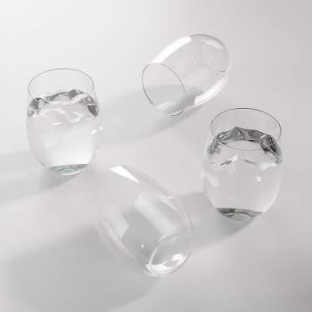 Trendables 16 OZ Plastic Stemless Wine Glasses Disposable Plastic Wine Cups- 24 Count