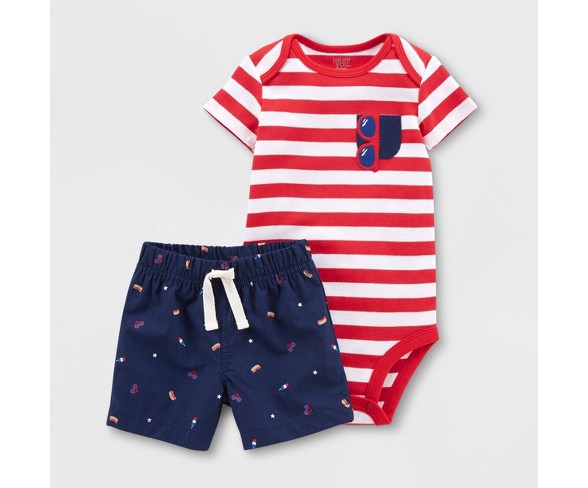 Baby Boys' Stripe Top and Bottom Set - Just One You&#174; made by carter's Red Newborn