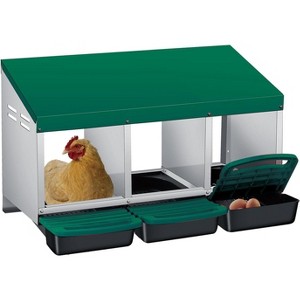 3/ 4 Hole Metal Chicken Nesting Box with Removable Roll-Out Tray Easy Egg Collection & Clean Galvanized Steel Laying Box, for Backyard Coop Orange - 1 of 4