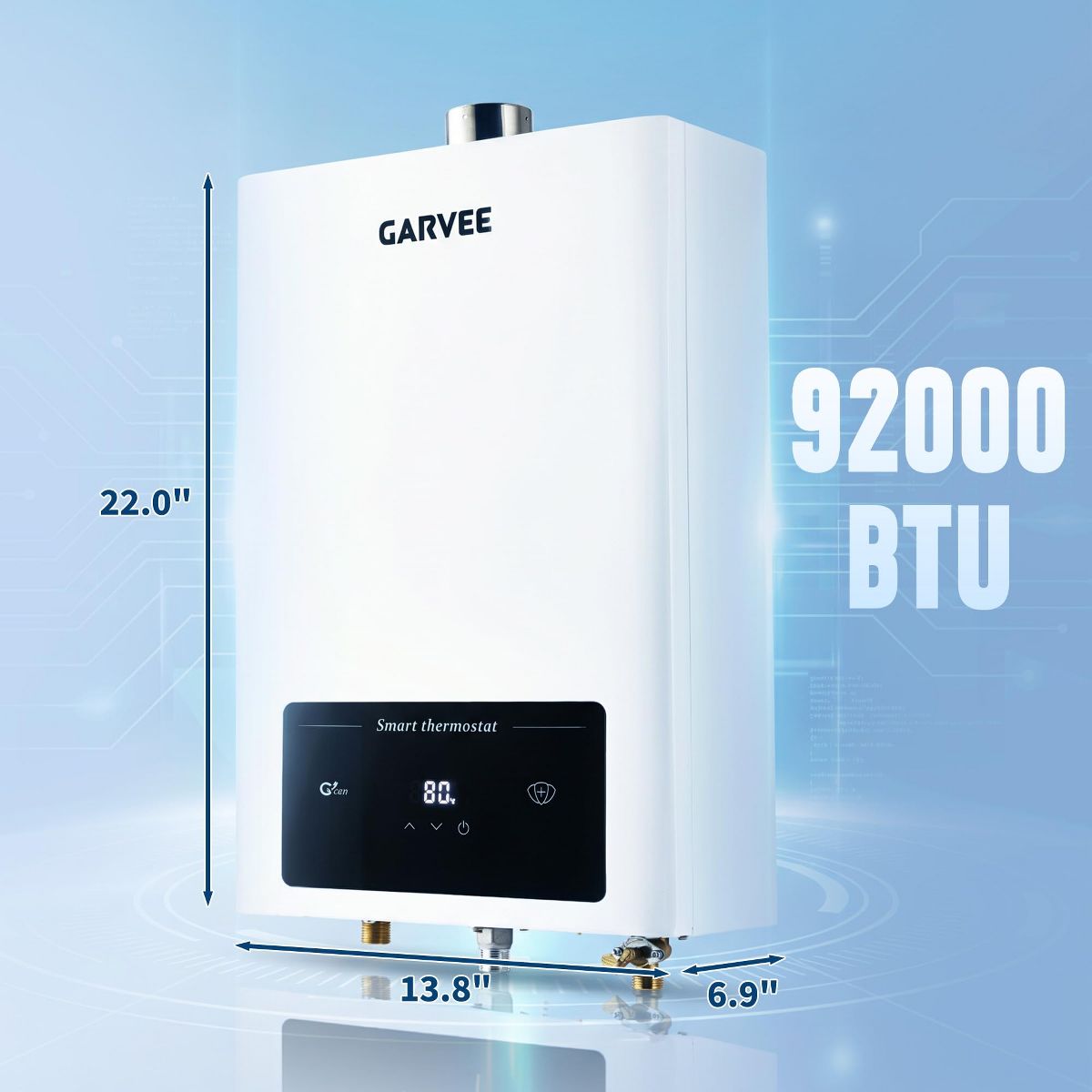 12L Natural Gas Tankless Water Heater Whole House Constant Temperature Instant Hot Digital Display Indoor Wall-Mounted with Accessories - thumbnail 10