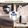 SinCiDo Height Adjustable Electric Standing Desk with Charging Station, 48" Sit Stand Up Computer Home Office Desk with LED Lights, Dark Rustic Oak - 4 of 4