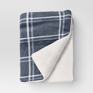 Printed Plush Throw with Faux Shearling Reverse - Threshold™ - 1 of 4