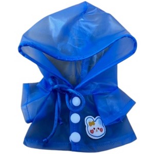 Doll Clothes Superstore Rainy Day Ready: Blue Water-Repellent Hooded Raincoat for 17.5 cm Labubu Dolls - 1 of 4