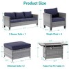 Sonkuki 8 Pieces Patio Sofa with Rectangle Fire Pit Table and Ottomans, Wicker Conversation Couch, Light Gray Cushion - 3 of 4