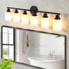 DOMETOUR 39'' Modern 6-Light Vanity Light, Frosted Glass & Black Iron Frame, Wall Sconce for Bathroom, Bedroom, Dressing Room (No Bulbs) - 3 of 4