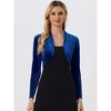 INSPIRE CHIC Women's Long Sleeve Cocktail Party Open Front Cropped Velvet Bolero Shrugs - 2 of 4