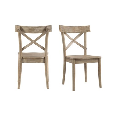 2pc Keaton X Back Wooden Side Chair Set Beach - Picket House Furnishings: Mid-Century Modern, Solid Wood Frame