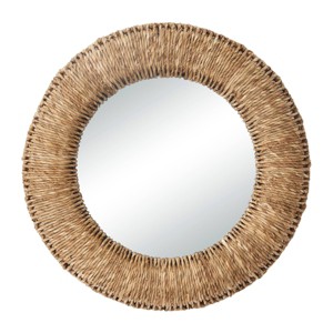 Dried Plant Coiled Weaved Frame Wall Mirror Brown - Olivia & May: Boho Style, Round Shape, No Assembly Required - 1 of 4