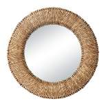 Dried Plant Coiled Weaved Frame Wall Mirror Brown - Olivia & May