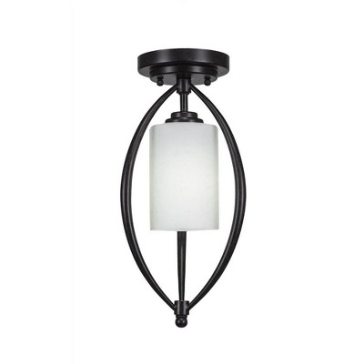Toltec Lighting Marquise 1 - Light Flush Mount in  Dark Granite with 4" White Muslin Shade