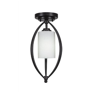 Toltec Lighting Marquise 1 - Light Flush Mount in  Dark Granite with 4" White Muslin Shade - 1 of 1