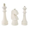 Decorative Chess Figurines Set Polyresin Sculptural Design Home Office Living Room Display Set of 3 - 16", 14", 13" White - 3 of 4